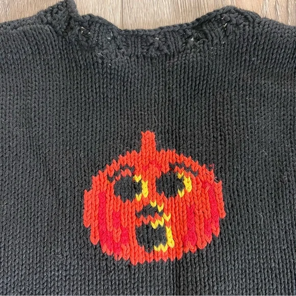 Vintage Halloween Sweater Vest Black Orange Pumpkins - Picture 10 of 13
